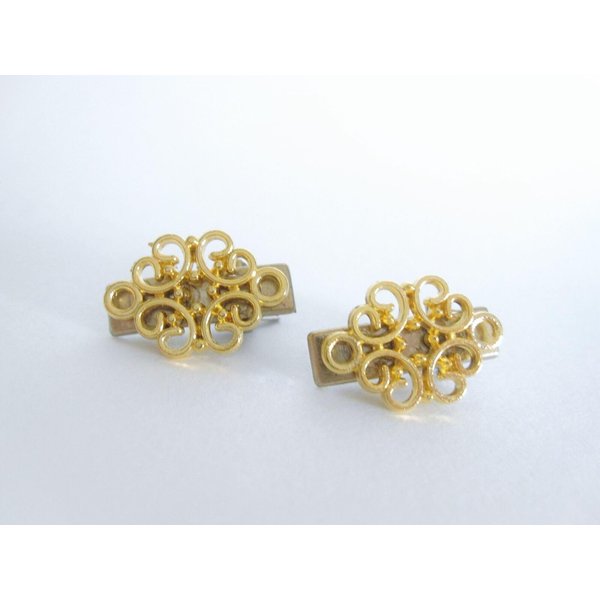 Generic Two extra small tiny gold metal filigree hair pin alligator clip barrette for (Pattern: Alligator clip)