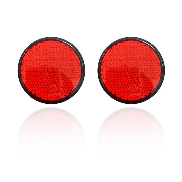 Dickno 2 PCS M6 x 1.0 Motorcycle Reflectors, Plastic Screw Mount Reflective Warning Reflector, Universal Motorbike Rear Safety Reflectors for Motorcycle, Bicycle, Scooter (Round Red)