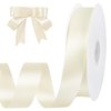 Ivory Satin Ribbon 1 inch 60 Yards Double Faced Cream Ribbon for Crafts Hair Bows Gift Wrapping Wedding Invitation Decorations