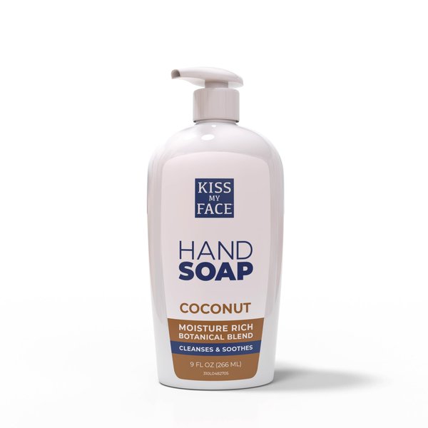 Kiss My Face Coconut Hand Soap, Tropical Moisture Cleanse, With Added Yarrow And Coconut Water, Easy To Use Hand Soap Pump, Coconut Scented, Cruelty Free & Vegan Soap, 9 Fl Oz Bottle