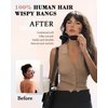 Rosooi Curtain Bangs Human Hair Clip in Bangs for Women Natural Black Color Fake Air Bangs for Daily Wear Hair Clip Bangs