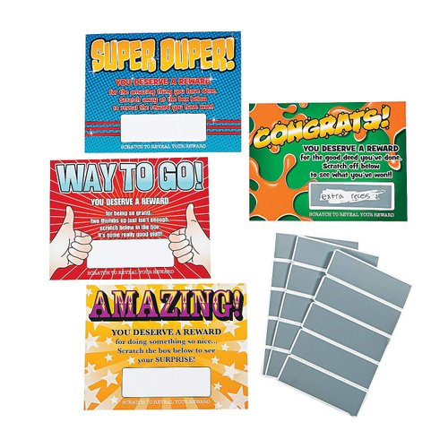 Kid Reward Ticket and Scratch Reward Cards - 48 DIY Incentive Cards - Teacher Rewards for Students and Party Supplies