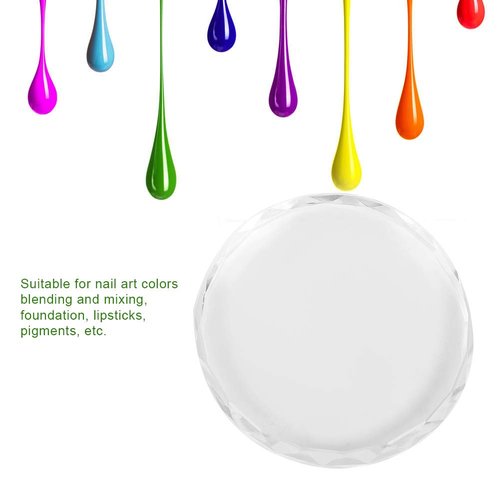 Nail Art Palette Makeup Palette Glass Nail Art Palette Nail Art Display Cosmetic Mixing Tools Nail Art Painting Color Toning Glass DIY Tool Drawing Color Dish Glue Holder(Round glass sheet 02)