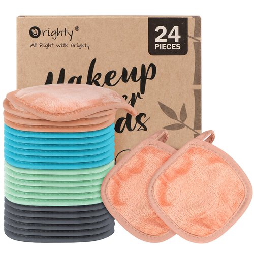 Orighty Reusable Makeup Remover Pads 24 Pack, Microfiber Makeup Remover Cloths Cotton Rounds, Eco-friendly Face Pads for All Skin Types, Makeup Wipes for Facial Cleansing, Ideal Gift for Women 5 x 5’’