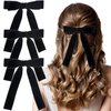 HINZIC 3Pcs 4.72inch Velvet Hair Bow Clips Black Hair Bows Hair Ribbons Valentines Back to School Wedding Prom Gift Hair Styling Accessories for Women Girls Teens Thin Hair