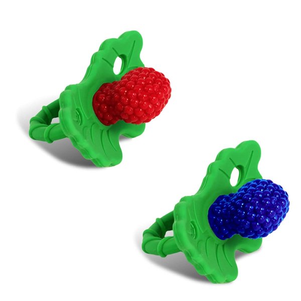RaZbaby 2-Pack Silicone Berrybumps Baby Teething Toys - BPA Free, Hands Free Design, Teething Relief