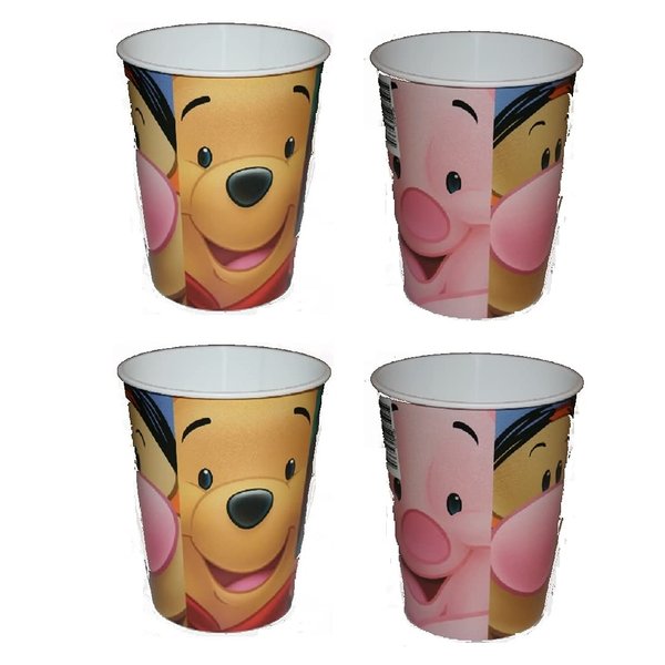 Unique Winnie The Pooh Party Supplies Bundle includes Plastic Cups with Face of Pooh Tigger Piglet Eeyore - 4 Cups