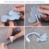 4-Pack Silicone Pacifier Clips for Baby Boys and Girls - with One-Piece Beads, Flexible and Rust-Free Holders for Teething Relief and Baby Essentials - Safe for Newborns (Grey)