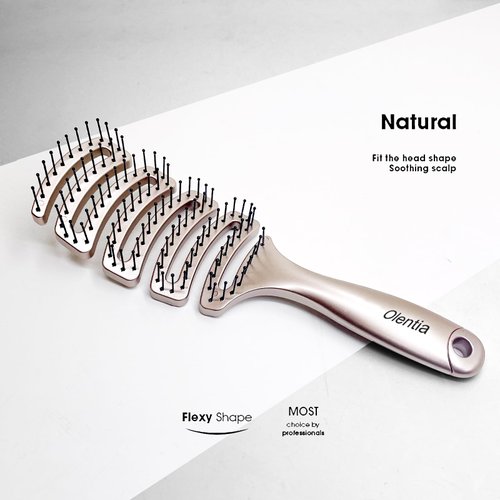 OLENTIA Flexible Vented Detangling Hair Brush, Gold, for All Hair Types - Women, Men, and Kids, Various Styles, Wet or Dry