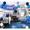 17th Birthday Party Decorations Blue for Boys, Happy Birthday Banner Blue Number 17 Birthday Star Foil Balloons Latex Confetti Balloons for Boys Him Son17 Year Old Birthday Supplies(17th)