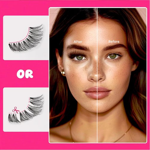 False Eyelashes - 7 Pairs Cuttable Fake Eyelashes,Wispy Lashes Natural Lashes Manga Lashes,Washable, Fluffy Faux Mink 5D Cat Eye Lashes,Reusable,Featherlight, Contact Lens Friendly