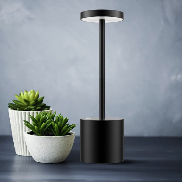 TBBGA LED Cordless Table Lamp,Rechargeable Battery Operated Lamp,Metal Stepless Dimmable Portable Indoor and Outdoor Night Light,for Home Office/Living Room/Restaurant/Study/Farmhouse.(Black)