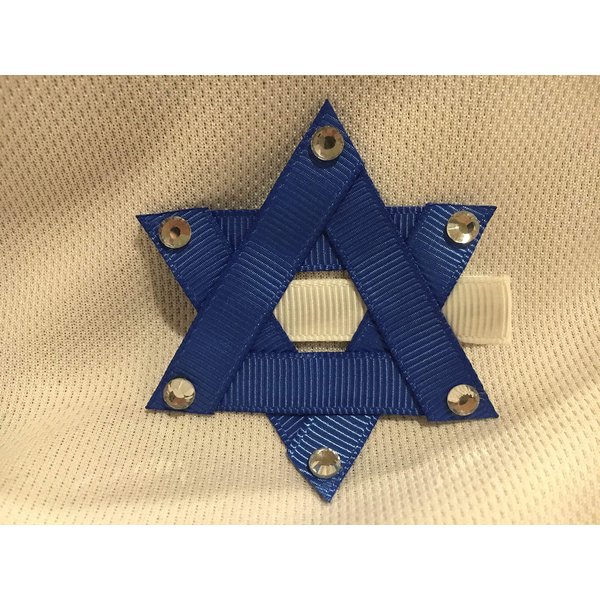 Star of David Hair Clip, Hannukah Hair Clip, Ribbon Sculpture, Girls Hair Accessory