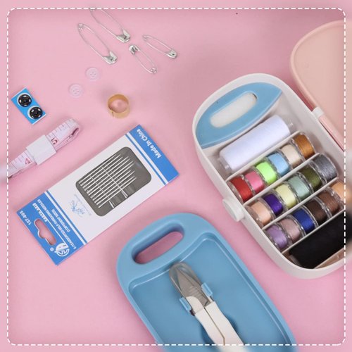 Sewing Set, Adult Portable Travel Sewing Set, Small Exquisite Needle Thread Box, Sturdy Material, Easy to Store Carry, Easy to Access, Strong Practicality. (Pink)