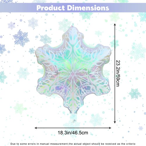 5Pcs Snowflake Balloons 23 Inch Glistening Snowflake Foil Mylar Balloons for Christmas Winter Wonderland Party Decorations Ice Snow Themed Birthday Party Supplies