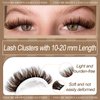 FOINEMYED Brown Lash Clusters 10-20mm Fluffy Cluster Eyelashes Brown False Eyelashes Individual Lashes Volume Eyelash Extension 154pcs Cluster Lashes DIY Lash Extension at Home