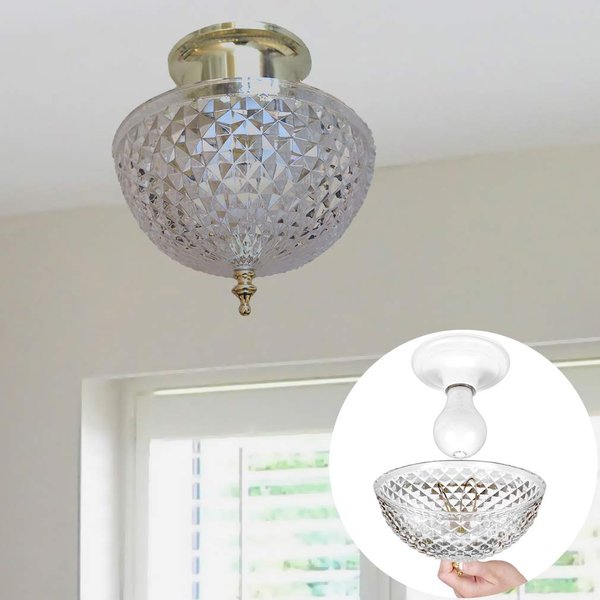 Evelots Clip On Shade for Ceiling Light Bulb or Lamp-2 Pack-Antique-Diamond Cut-Acrylic