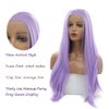 Kalisa Long Silky Straight Purple Wig Synthetic Lavender Purple Lace Frontal Wig Hair-Replacement Wigs Heat Resistant Fiber Glueless Wig for Women