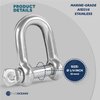 Five Oceans 1/4 Captive Pin Shackles, Stainless Steel Anchor Shackle for Boat, Sailboat FO416