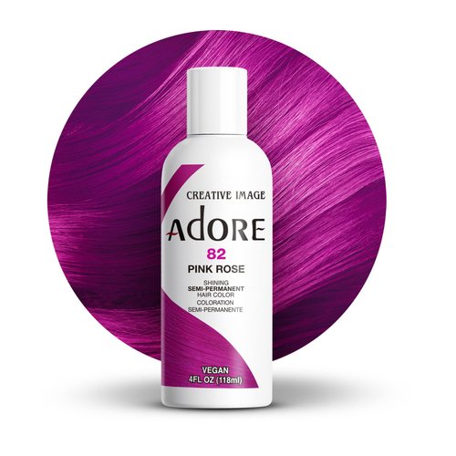 Adore Semi Permanent Hair Color - Vegan and Cruelty-Free Hair Dye - 4 Fl Oz - 082 Pink Rose (Pack of 1)