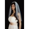 Bridal Wedding Veil Ivory 1 Tier Shoulder Length Beaded With Crystals