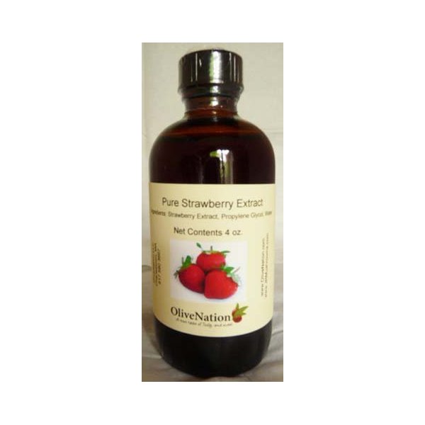 Olivenation Strawberry Extract - Rich Flavor for Beverages, Ice Cream, Fillings, Sauces, Frosting & Dressing - Non-GMO, Gluten Free, Kosher & Vegan - 16 ounces