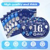 41PCS 16th Birthday Decorations for Boys Navy Blue Silver 16 Years Old Birthday Decorations Sweet 16 Plates Napkins Tablecloth for Boys Girls 16th Birthday Party Supplies