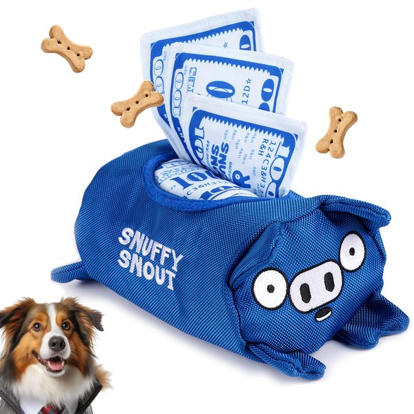 SnuffySnout Snuffle Mat for Dogs, Interactive Sniff Mat for Slow Eating and Keep Busy, Adjustable Dog Digging Toys Encourages Natural Foraging Skills and Mental Stimulation (Dog Piggy Bank, 3 Bills)