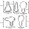 Foose Brand Diva Cookie Cutters 5 Piece Set - 2.75" Nail Polish, 3.75" Mirror, 2.75" Hair Dryer, 2.75" Lipstick, 4" Hair Brush, USA