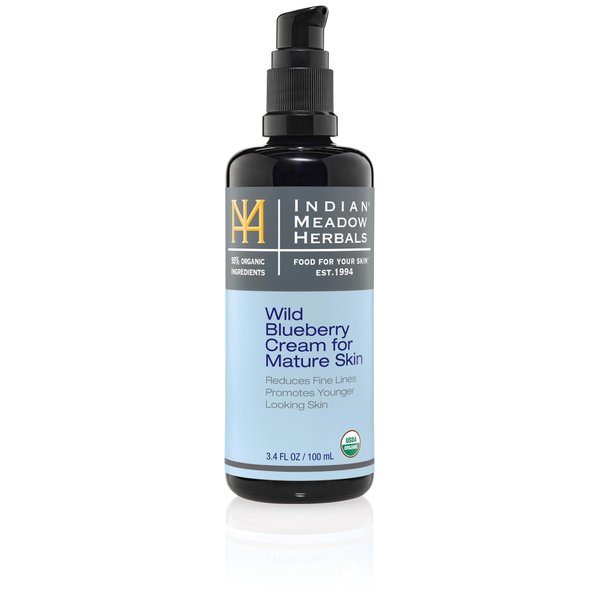 Indian Meadow Herbals Wild Blueberry Cream for Mature Skin (3.4oz) – Fine Line Face Cream Promotes Younger-Looking Skin - Deep Facial Moisturizer