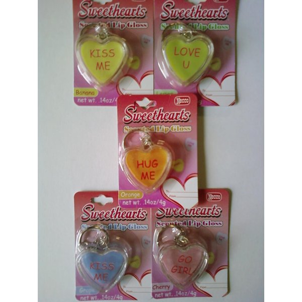 Sweethearts Scented Lip Gloss 5pc. Keychain Set