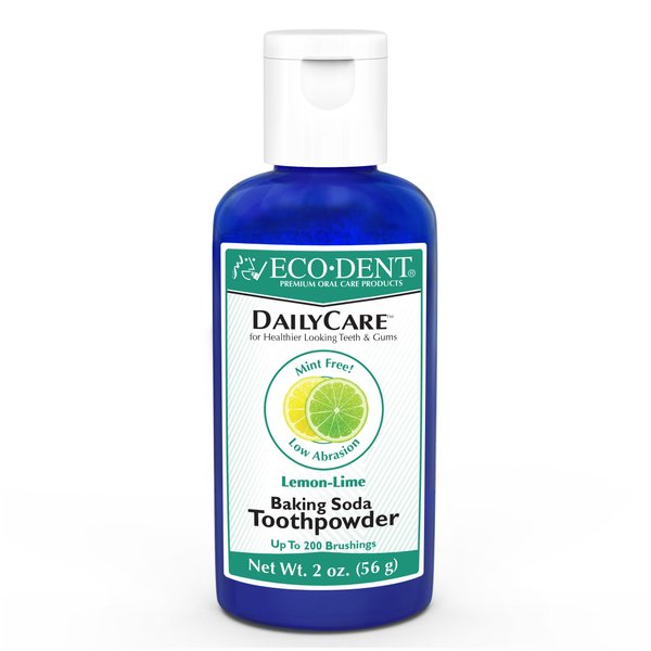 Eco-Dent DailyCare Baking Soda Toothpowder, Lemon-Lime – SLS & Fluoride-Free Toothpaste Powder with Minerals & Essential Oils, Toothpaste Alternative + DailyRinse Single-Use Pack