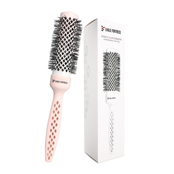 EAGLE FORTRESS DiamondGlide Round Brush for Blow Drying 1.26in (32mm), Hair Waver, Curling Iron, Hot Air Brush, Hair Dryer, Negative Ions, Ceramic and Tourmaline Barrel