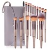 HEYMKGO Makeup Brushes 15PCS Champagne Gold Professional Makeup Brush Sets Foundation Brush Blending Powder Blush Concealers Eye Make Up Brush Set With PU Leather Cosmetics Bag