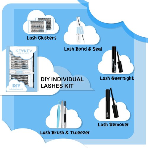 DIY Lash Extension Kit Lash Clusters 360 Pcs 30D+50D 10-16 Mix Length Individual Lashes Kit Lash Bond and Seal Lash Glue Remover Overnighter Seal for DIY Eyelash Extensions(30+50D)