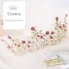 Fairyu Pearl Wedding Tiaras and Crown Bride Pink Flower Tiaras Baroque Wedding Tiara Hair Accessories for Women and Girls