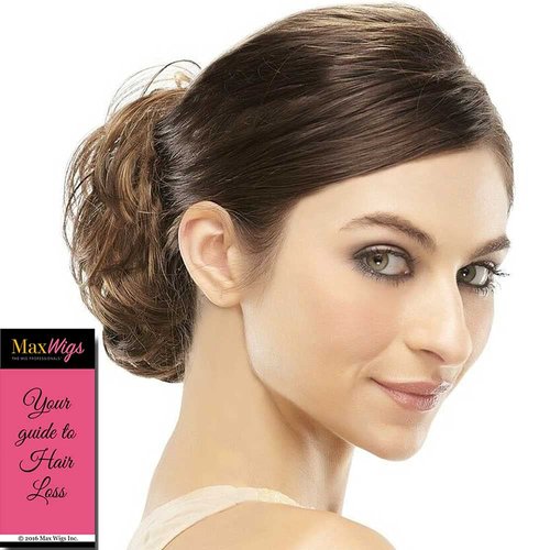 Maxwigs Easihair Mimic Hair Wrap Color 24B/27C Butterscotch - 4.5" Length Hairpiece UpDo Ponytail Accent Synthetic Fiber Easi Curly Wavy Locks Elastic Band Scrunchie Bundle Booklet