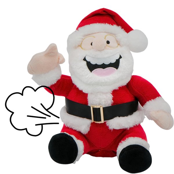 4E's Novelty Farting Santa Claus 8 Inch Talking Animated Christmas Plush Toys for Kids 8" Funny Christmas Stuffed Animals Gag Gifts for Boys Girls Teens White Elephant Gift for Adults