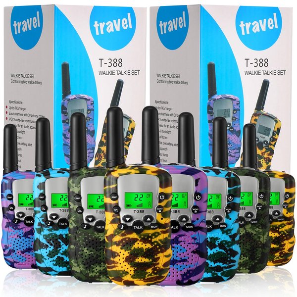 Leyndo 8 Pack Walkie Talkies for Kids, 22 Channels 2 Way Radio with Flashlight and LCD Screen, 3 KMS Long Range Walky Talky for Boys Girls Outside Adventures, Camping, Hiking