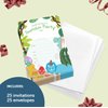 Desert Cactus Dinosaur Happy Birthday Invitations Style 2 Invite Cards (25 Count) With Envelopes Boys Girls Kids Party (25ct)
