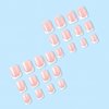 SINSEN French Tip Press on Nails Short Square Fake Nails, Cute Glue on Nails, Glossy Pink Acrylic Nail Kit, Summer Nail Art Decorations Full Cover White French Designs Stick on Nails for Women 24Pcs