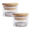 2Pcs Glass Nail Art Brush Cleaner Cup Acrylic Liquid Powder Dappen Cup Dish Nail Pen Brush Washing Cup Container Glassware with Wooden Lid & Stainless Steel Filter for Nail Art Manicure Care Tools