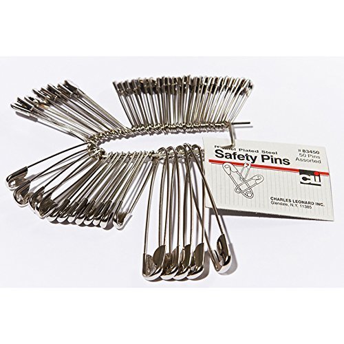 CHARLES LEONARD SAFETY PINS ASSORTED SIZES 50PK (Set of 3)