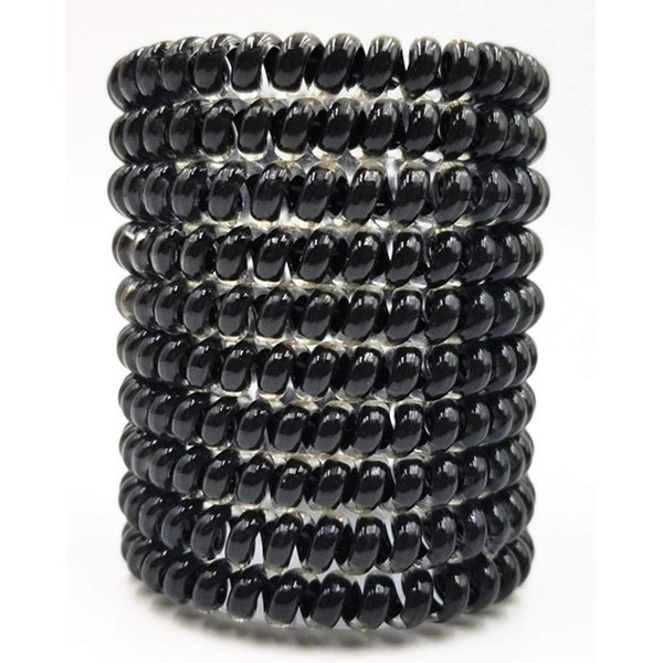 Hodooly 15 Pcs Spiral Hair Ties, Black Coil elastics Hair Ties, Black Small Spiral Hair Ties,No Crease Hair Coils, Telephone Cord Plastic Hair Ties (15 black)
