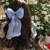 papasgix Hair Bow Clips for Women, Hair Ribbons Big Hair Bow Clips Solid Color Long Silk Ribbon Bow Hair Clip Silk Hair Bows Ribbon for Women Girls (1, Blue)
