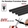 4PCS Car Windshield Wiper Blade Strips, DIY Silicone Car Frameless Window Boneless Replacement, Auto Adjustable Insert Rubber Wiper Blade Refills, Universal for SUV Truck Van