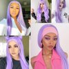 Luwigs Lavender Purple Lace Front Wigs Straight Synthetic Heat Resistant Replacement Wigs Light Pruple High Temperature Fiber Hair Cosplay Daily Wear (22 Inch, Purple,Straight)