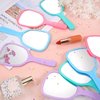 Small Handheld Hand Mirror Compact Travel Makeup Mirror Handheld Cosmetic Mirror with Handle Personal Mirror Portable Vanity Mirror 3.15 Inch Wide, 7.09 Inch Long (Blue, Green, Pink, Purple,8 Pieces)