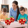 Whaline 6Pcs Back to School Honeycomb Centerpieces with Pencil Ruler Palette Pattern Stickers Red Apple Shape Honeycomb Table Decorations for First Day of School Classroom Party Supplies