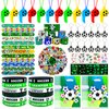 Miucat 120Pcs Soccer Party Favors, Soccer Birthday Party Supplies with Whistle Stickers Slap Bracelet Key Chains and Soccer Goodie Bags for Soccer Party Decorations Supplies
